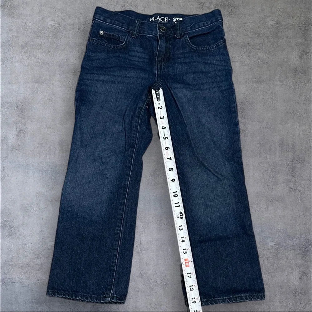 Childrens Place Boys Straight Fit Denim Jeans 7 Husky Blue Wash Adjustable Waist